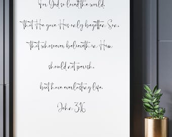 John 3:16 Scripture Print, KJV Bible Verse (Digital Download)