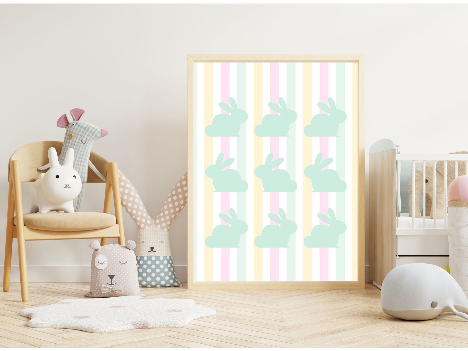 Pastel Easter Bunny Print, Nursery Wall Art (digital Download) - Etsy