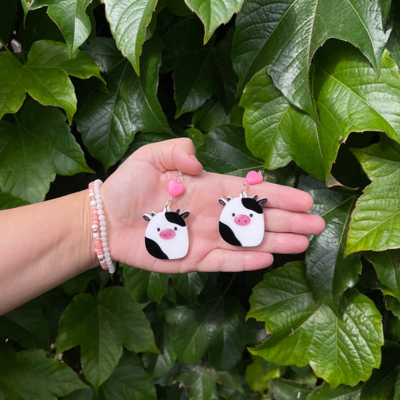 Connor the Cow Squishmallow Earrings Handmade Hypoallergenic