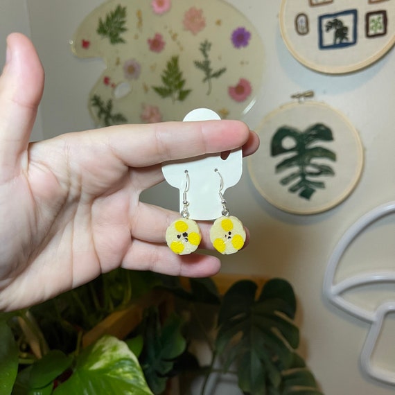 Banana Slice Food Fruit Earrings Handmade Hypoallergenic
