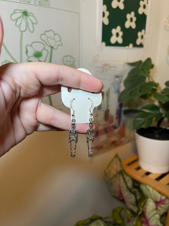 Silver Skeleton Earrings Handmade Hypoallergenic