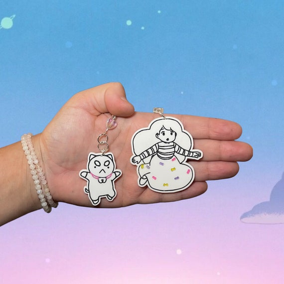 Bee & Puppycat Earrings Hypoallergenic Handmade Laser Engraved Handpainted