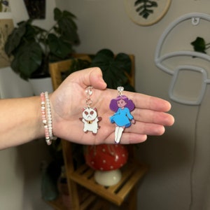 Bee and Puppycat Flat Earrings Handmade Hypoallergenic Lightweight One Sided