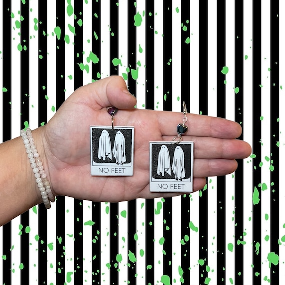 No Feet Ghost BJ Polaroid Earrings Hypoallergenic Handmade