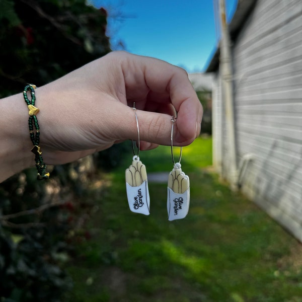 Olive Garden Breadstick Hoop Earrings Handmade Hypoallergenic