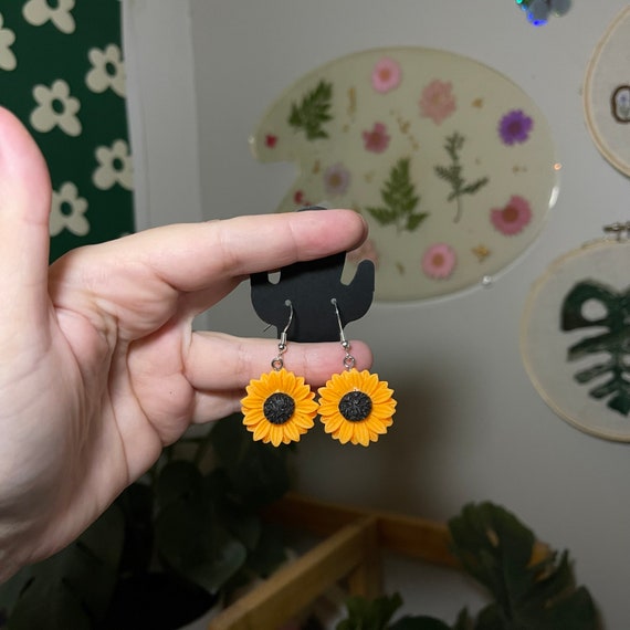 Sunflower Earrings Hypoallergenic Handmade