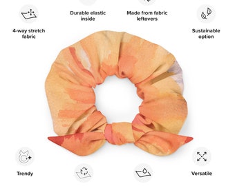 Orange and Red Watercolor Recycled Scrunchie