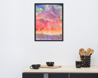 Grand Canyon Abstract Watercolor Large Framed Poster