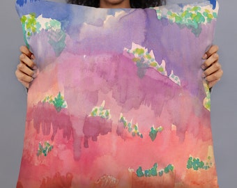 Abstract Grand Canyon Watercolor Basic Pillow