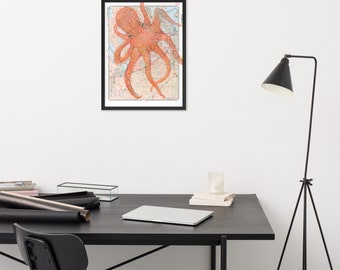 Giant Pacific Octopus Tacoma Large Framed Poster