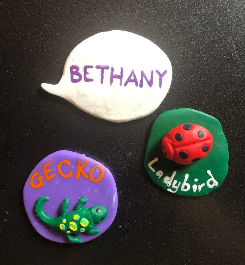 Personalised Small Polymer Clay Name Tag Etsy