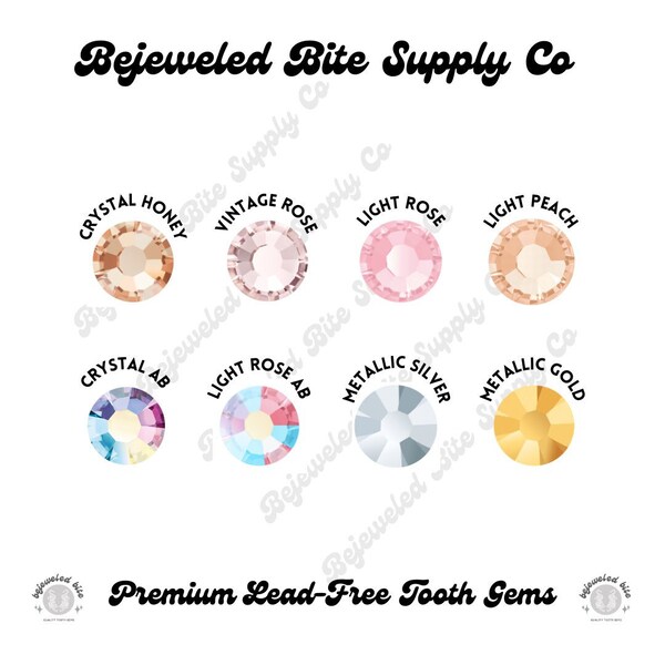 Genuine Crystal Tooth Gems | Pack of 6 premium lead-free and body safe tooth jewelry rhinestones | Swarovski Preciosa