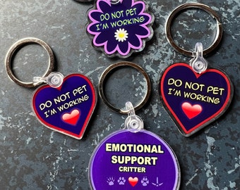 Emotional Support Charm Key Ring ESSA Make Your Own Stuffed Animal Plush Do not pet I&#39;m working