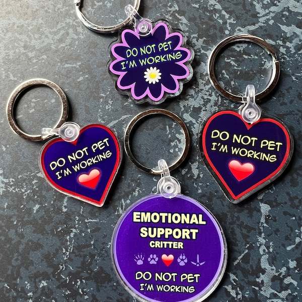 Emotional Support Charm Key Ring Stuffed Animal Plush Do not pet I'm working