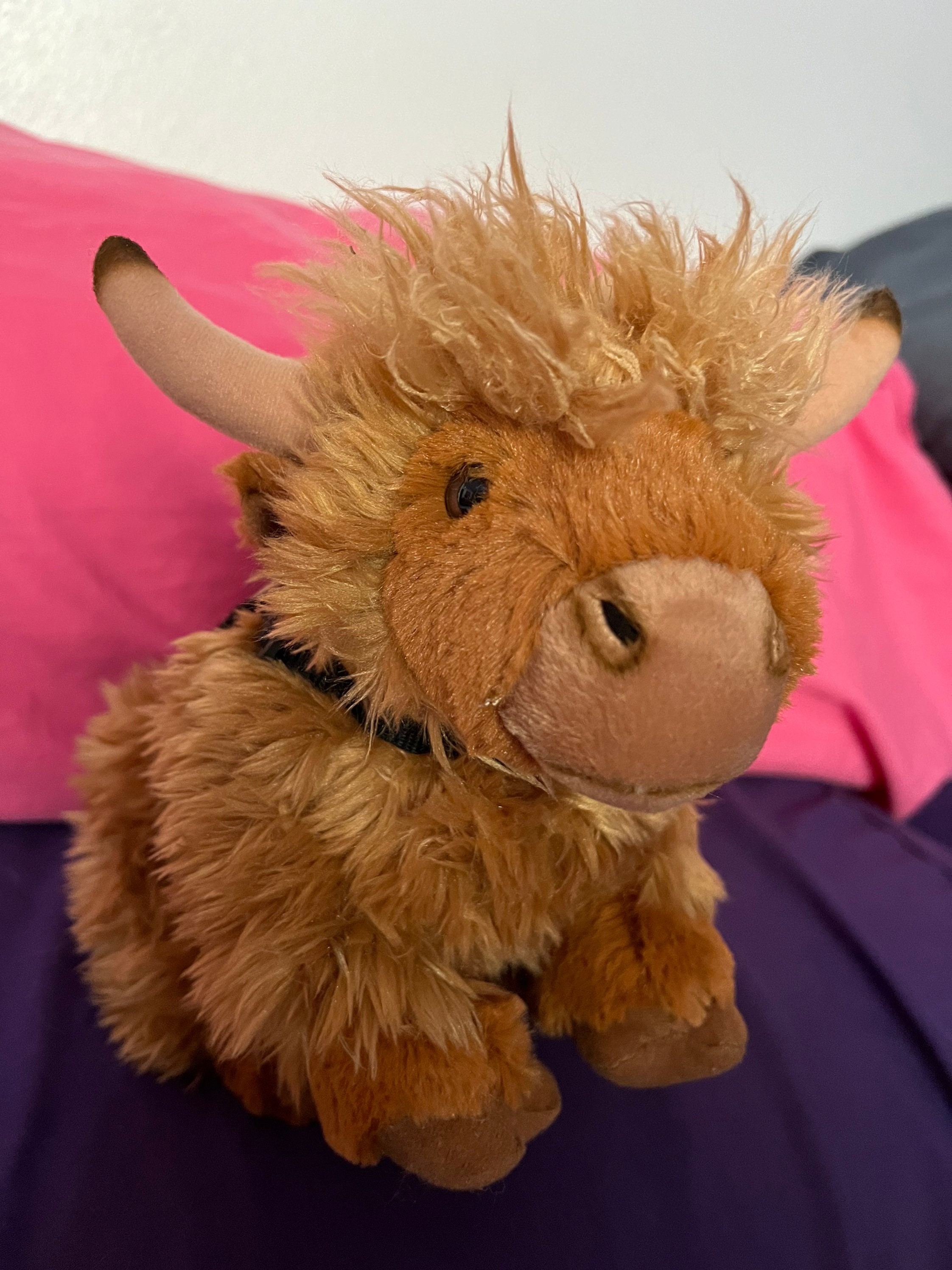 Scottish Highland Cow Plush Toy, Cute Stuffed Animal Doll With Hairy Fur,  Gift For Kids