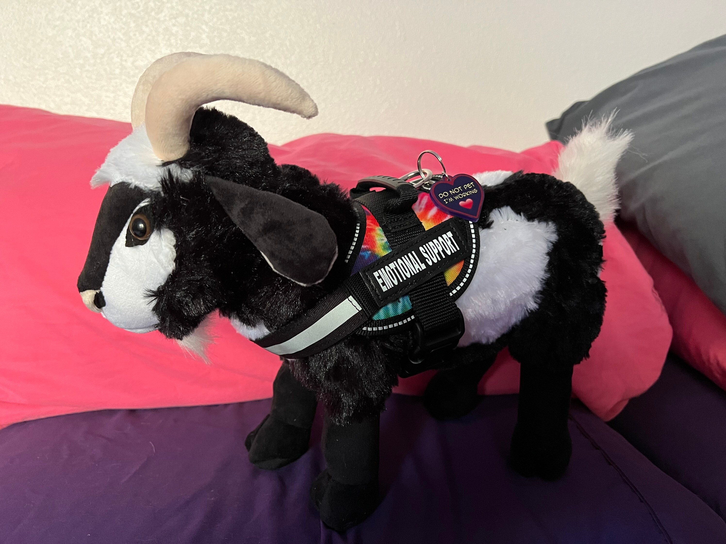 Emotional Support Hornless Goat Plush Stuffed Animal Personalized Gift Toy  