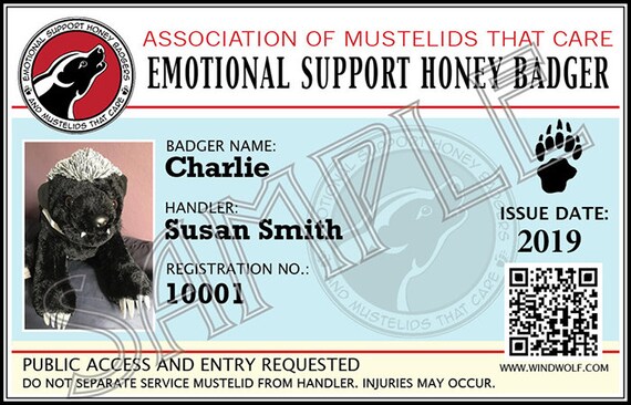 Emotional Support Stuffed Animal Plush ID Registration Tag - Etsy Emotional Support Stuffed Animal Plush ID Registration Tag - Etsy