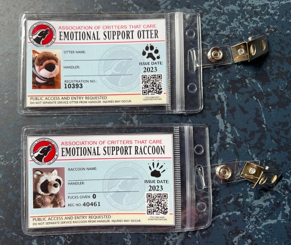 Emotional Support Personalized ID Stuffed Animal Plush Registration Tag 