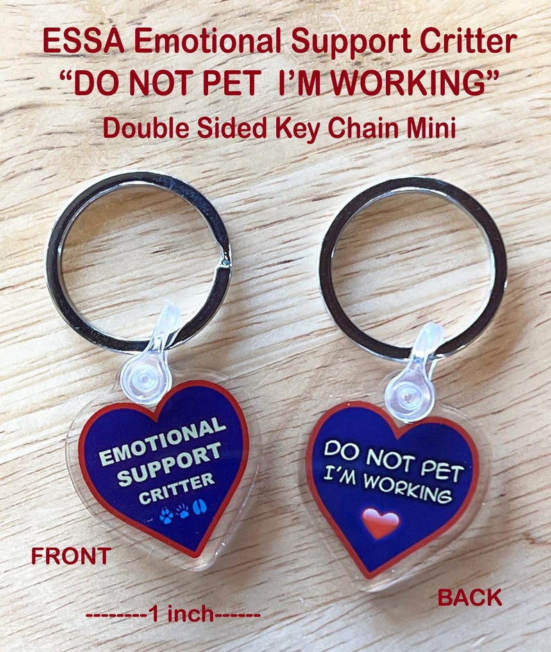 ESSA Charm Key Ring Emotional Support Make Your Own Stuffed Animal Plush Do not pet I'm working image 7