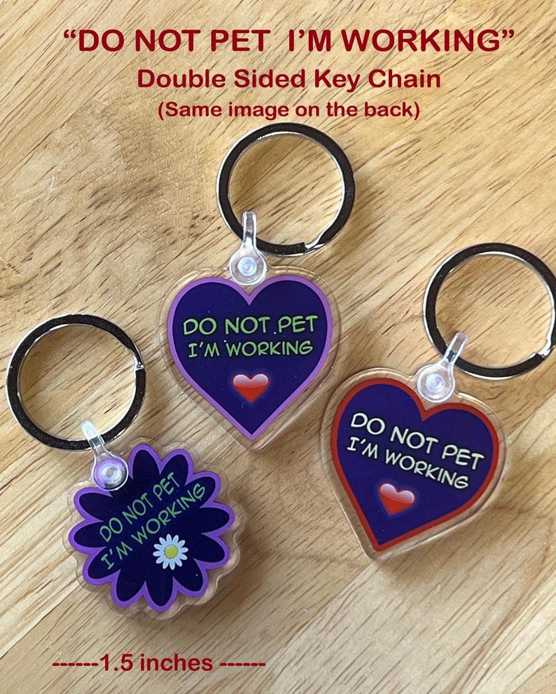 ESSA Charm Key Ring Emotional Support Make Your Own Stuffed Animal Plush Do not pet I'm working image 2