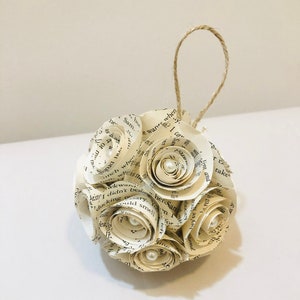 4”  book page ornament | book page ornament | book page decor | Christmas ornament | book lover gift | vintage ornament | book ornament