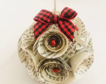 4” book page ornament | Christmas decor | Christmas tree ornament | book lover gift | ornament | book lover ornaments book page decor