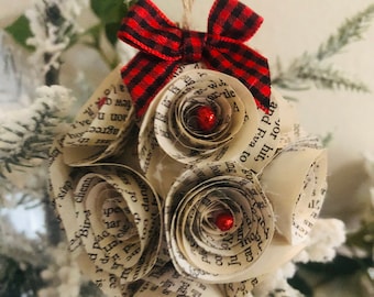 4” book page ornament | Christmas decor | Christmas tree ornament | book lover gift | ornament | book lover ornaments book page decor