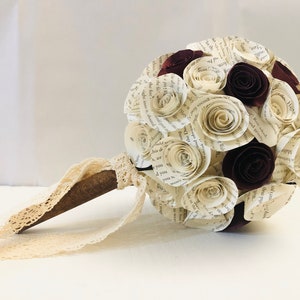 book bouquet | burgundy book page bouquet | fall wedding bouquet | paper bouquet | book bouquet | bridal bouquet | literary wedding