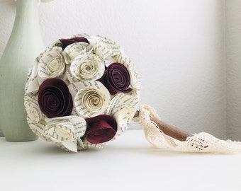 book bouquet | burgundy book page bouquet | fall wedding bouquet | paper bouquet | book bouquet | bridal bouquet | literary wedding