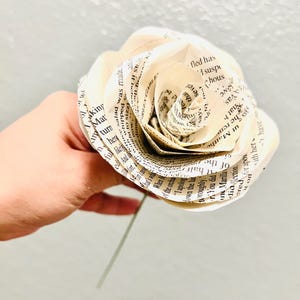 stemmed rose • book page rose • book decor • book page decor • vintage book page rose • book page roses • wedding decor • wedding flowers