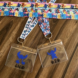 Lilo & Stitch Lanyard personalized badge set DCL Disney cruise; Disney World key to the world; Aulani
