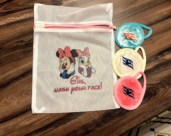 Laundry bag for Make-up remover cloths bag or bag/cloth set Minnie Daisy, perfect for Disney cruise fish extender gift Eco-friendly reusable