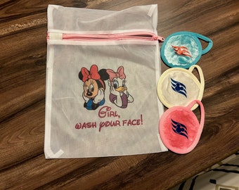 Mini laundry bag for Make-up remover cloths, Minnie Daisy, perfect for Disney cruise, fish extender gift, Eco-friendly reusable