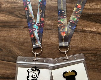 Descendants Villains Lanyard & badge set for WDW Walt Disney World, Disneyland vacation; key to the world cruise