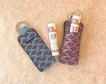 Lip Balm (SPF) holder neoprene keychain, Disney gift, DCL cruise, fish extender Pixie Dust gift