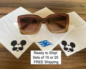READY to Ship! Set of 15 or 25 FE gift lens cloth for sunglasses DCL Disney cruise, great for men & teens! gift Pixie Dust Free Shipping