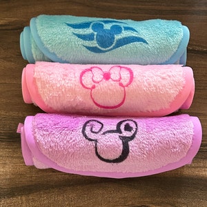 Make-up remover cloth, set of 3, Mickey Minnie, perfect for Disney cruise, fish extender gift, stocking stuffer, Eco-friendly reusable