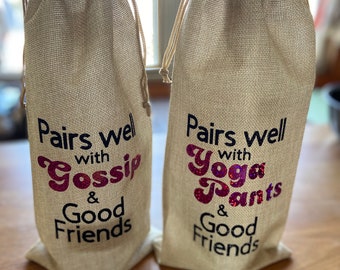 Wine gift bags, Girls Night Out party gift, girlfriends gossip