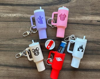 Tumbler chapstick holder keychain, Disney gift, DCL cruise, fish extender gift, Pixie Dust