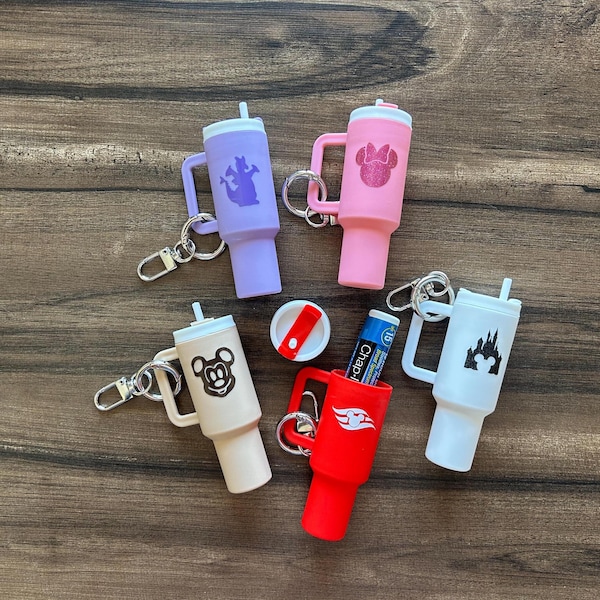 Tumbler chapstick holder keychain, Disney gift, DCL cruise, fish extender gift, Pixie Dust