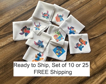 Stitch (& Lilo) READY to Ship! Set of 10 or 25 FE gift lens cloth for sunglasses DCL Disney cruise, gift Pixie Dust Free Shipping