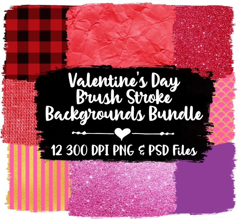 Download Valentine's Day Brush Stroke Backgrounds PNG and PSD | Etsy