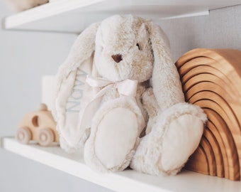 Lapin en peluche personnalisé, Cadeau nouveau-né, Grand Frère Sœur, Fille fleurie