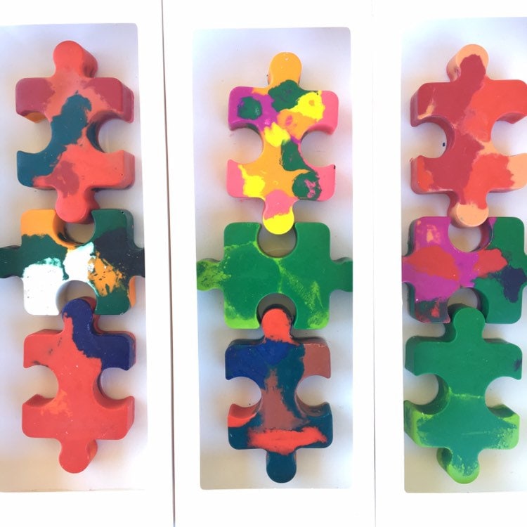 Puzzle Crayon Set Puzzle Crayon Gift Box Set of 3 Puzzle Etsy Ireland