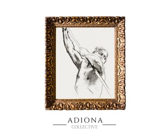 Man with Javelin Sketch | Vintage Sketch | Vintage Artwork | Printable Artwork | PRINTABLE DIGITAL DOWNLOAD