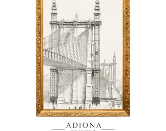 Bridge Sketch | Vintage Sketch | Vintage Artwork | Printable Artwork | PRINTABLE DIGITAL DOWNLOAD