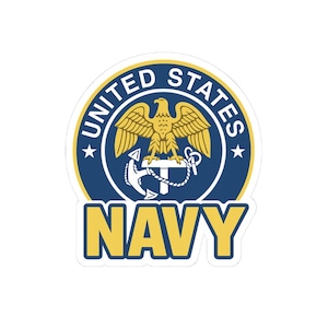 Navy Sticker,  Bold Text with U.S. Navy Emblem Military Decal
