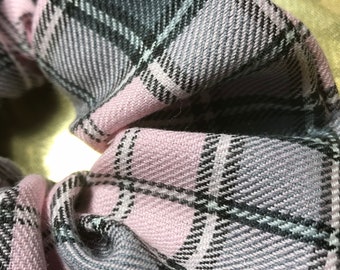 Handmade Hair Scrunchie Pink and Grey tartan large check, bobble