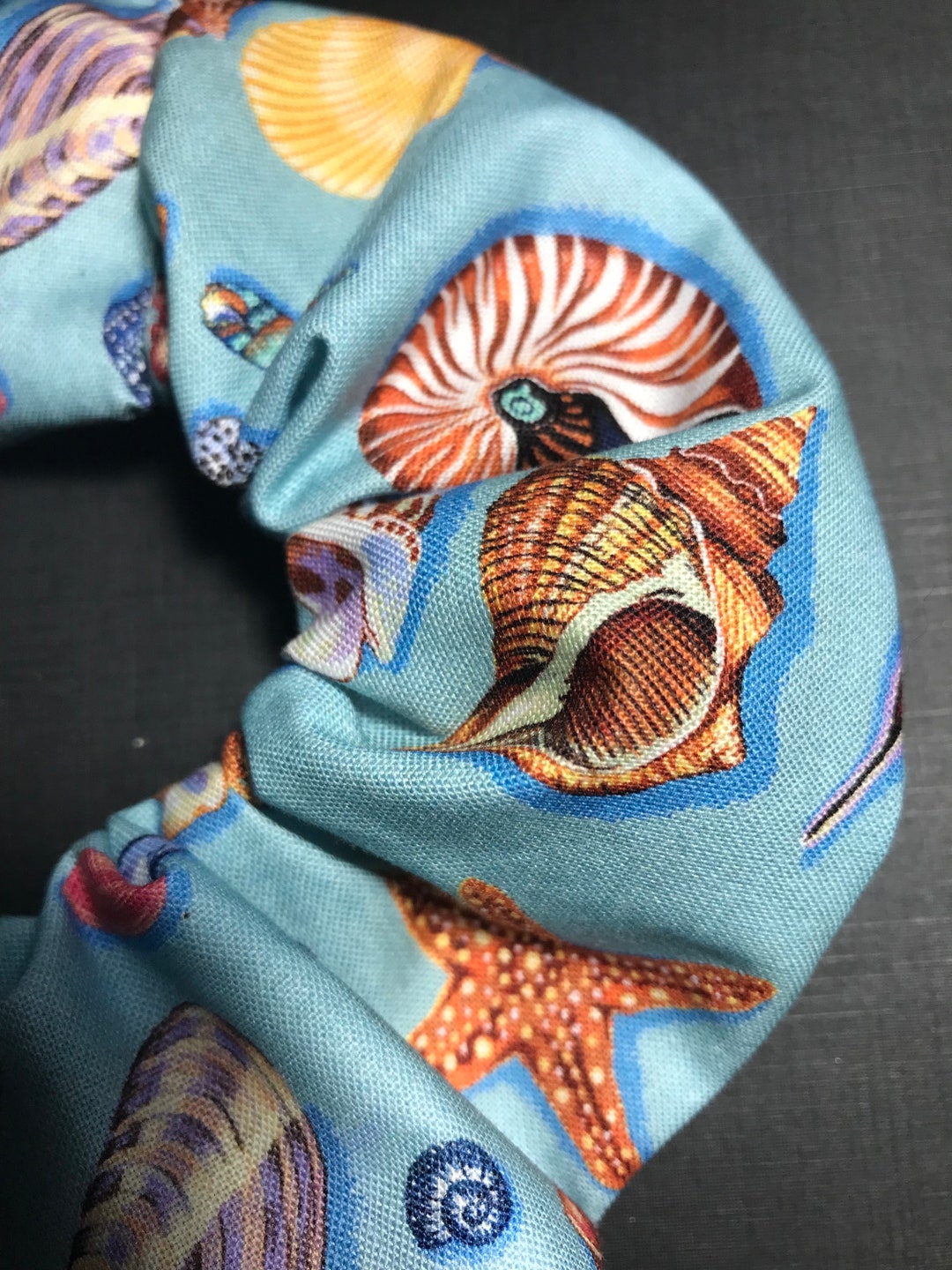 Handmade Hair Scrunchie 100% Cotton in Coral Blue With Rich Coloured ...