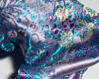 Handmade Hair Scrunchie , Lavender/Purple Chinese brocade, woven, bobble